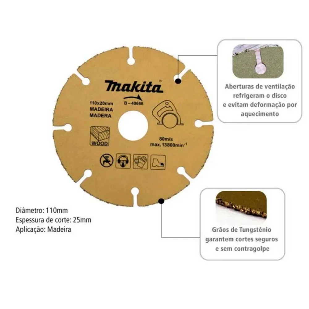 Disco de Corte de Tungstenio Para Madeira USO Serra Marmore 110X20MM Makita B-40668