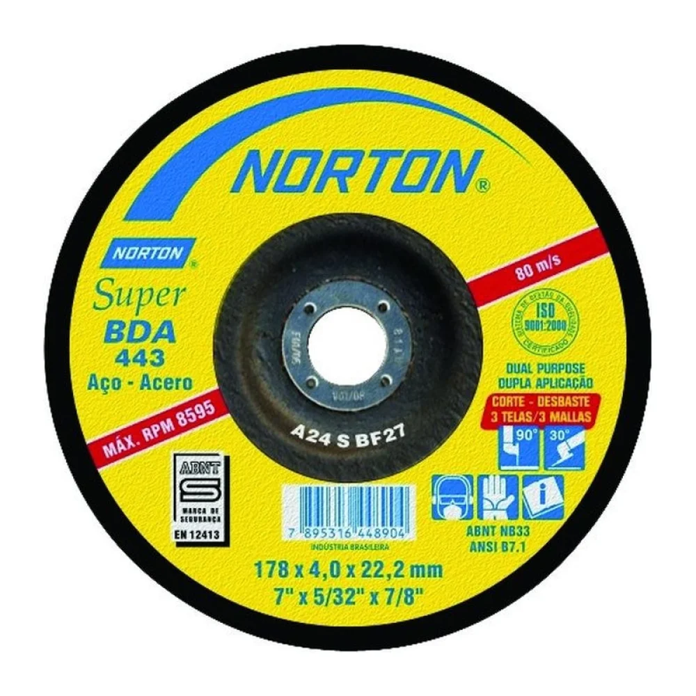 Disco de Corte e Desbaste Super Para Metal 7X5/32X7/8" Norton BDA443