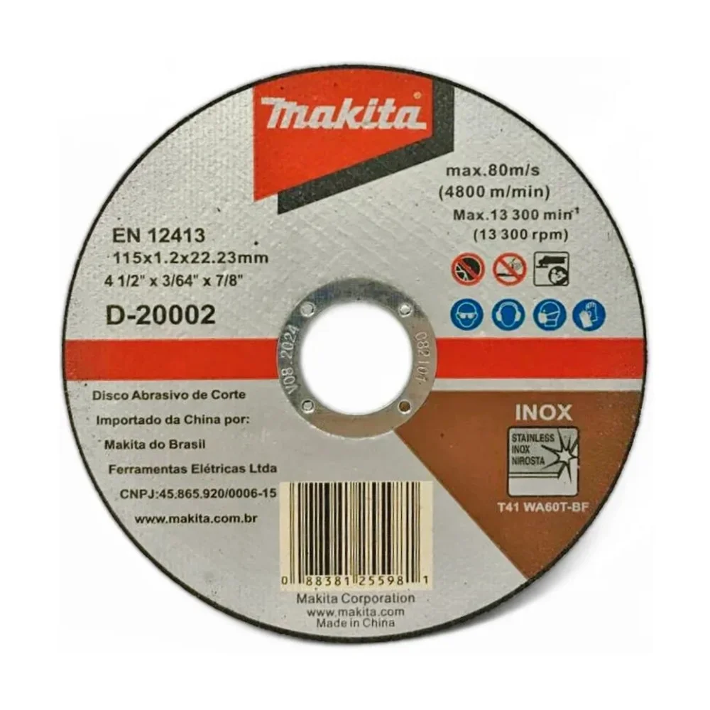 Disco de Corte para Inox 4.1/2X3/64X7/8" Makita D-20002