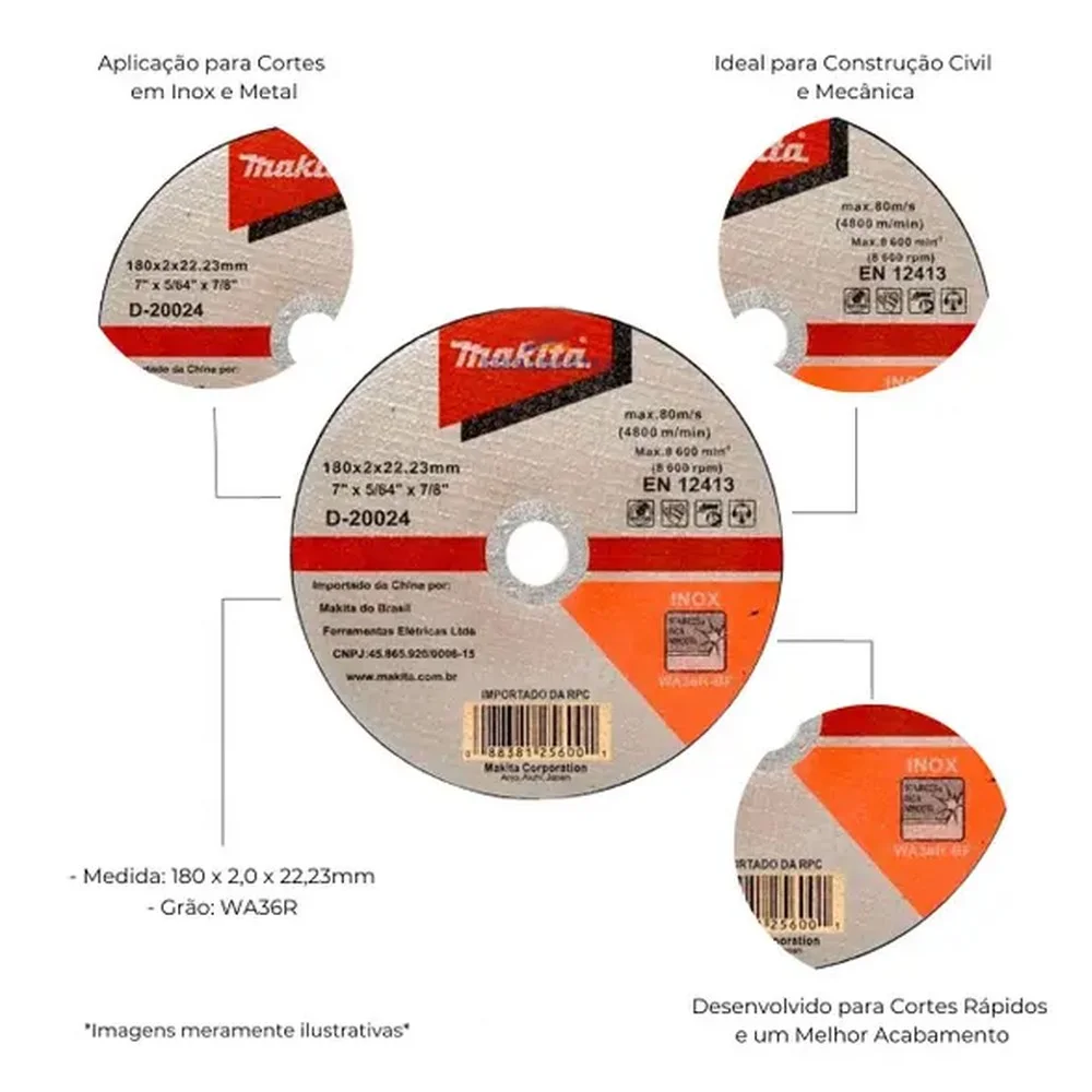 Disco de Corte para Inox 7X5/64X7/8" Makita D-20024-10
