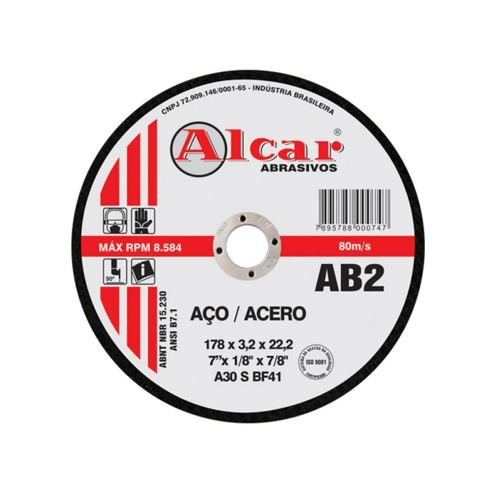 Disco de Corte para Metal 12X1/8X1" Alcar/Icaper A30SBF41