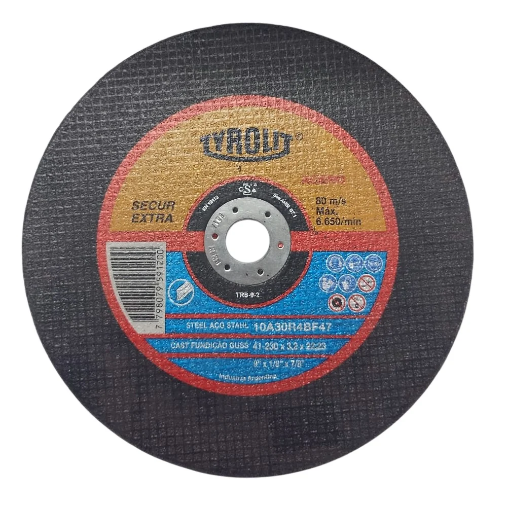 Disco de Corte Premium 2 Em 1 Para Inox e ACO Carbono 9X1/8X7/8" Tyrolit 10A30R4B47
