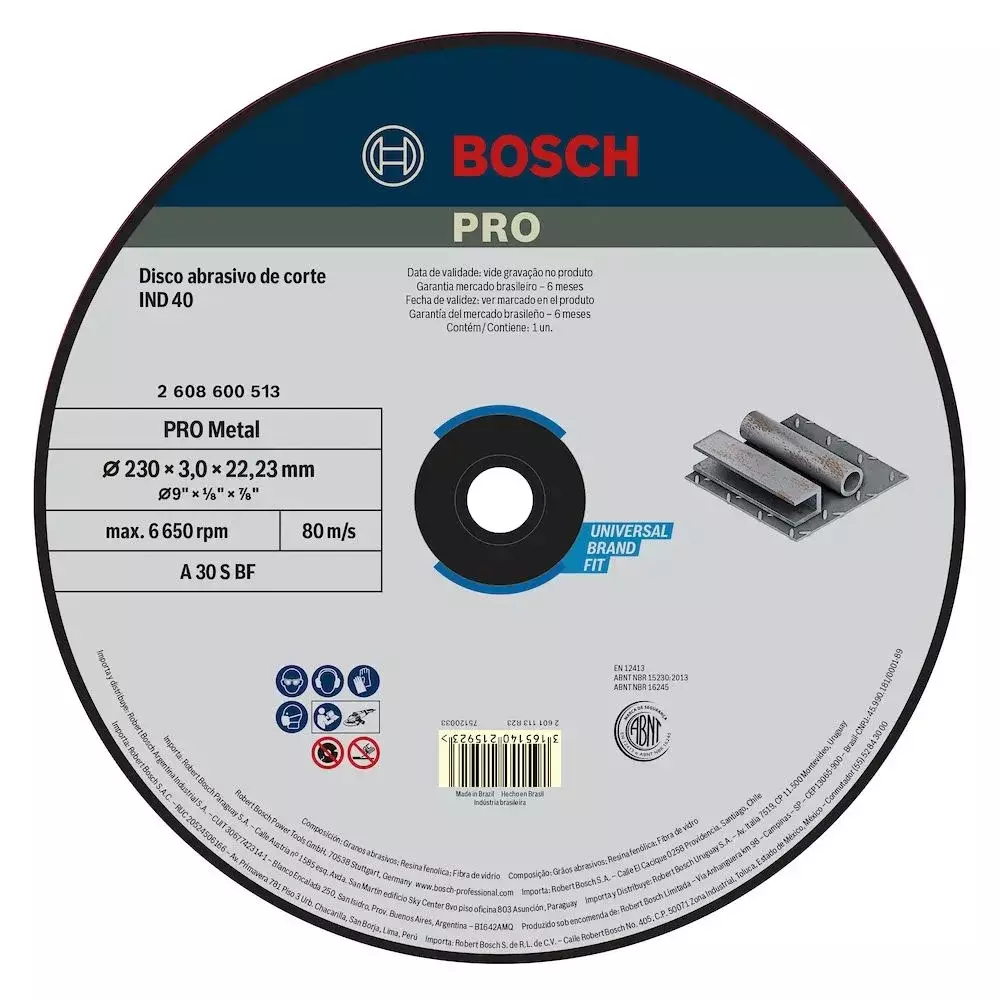 Disco de Corte Pro para Metal 9X1/8X7/8" Bosch 2608600513