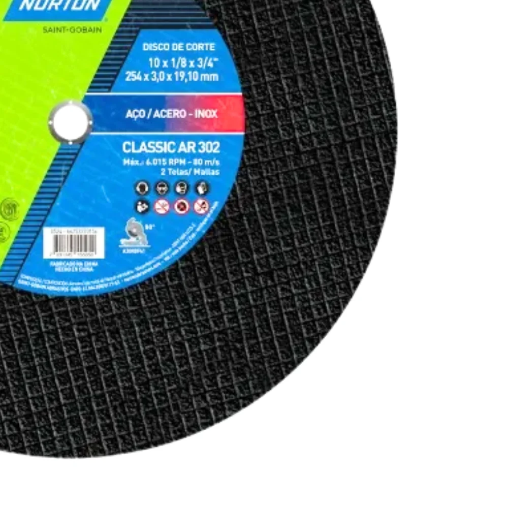 Disco de Corte Standard para Metal 10X1/8X3/4" Norton AR302