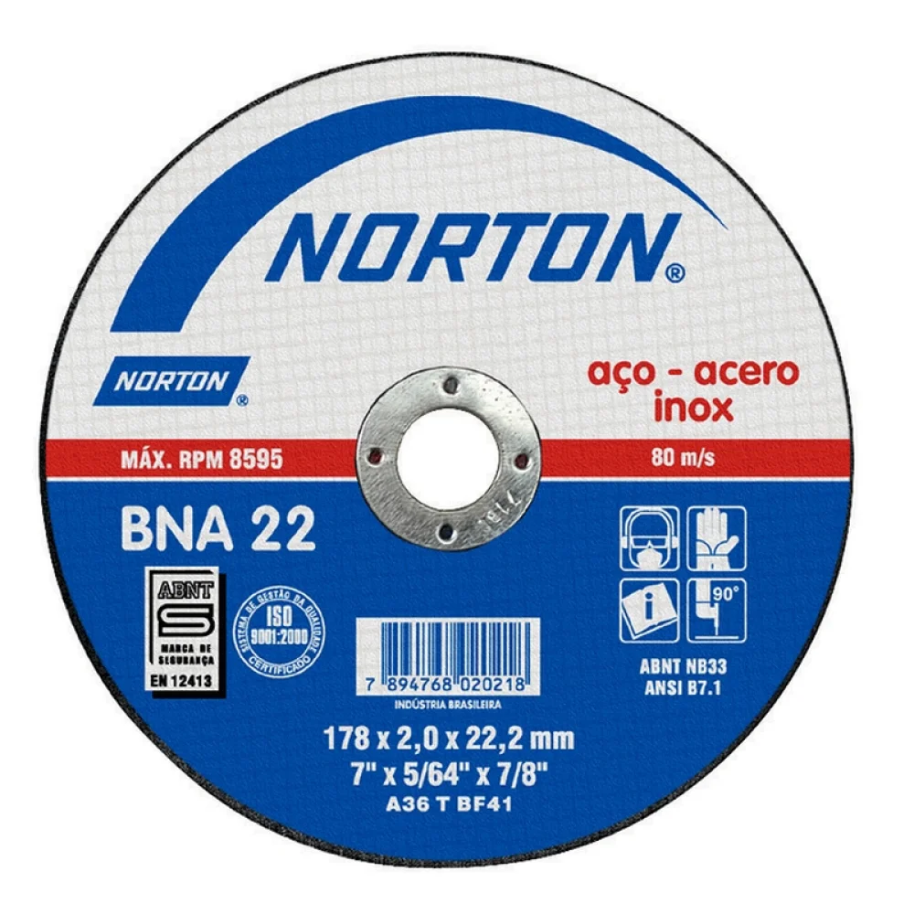 Disco de Corte Super para Aluminio 7X5/64X7/8" Norton BNA22