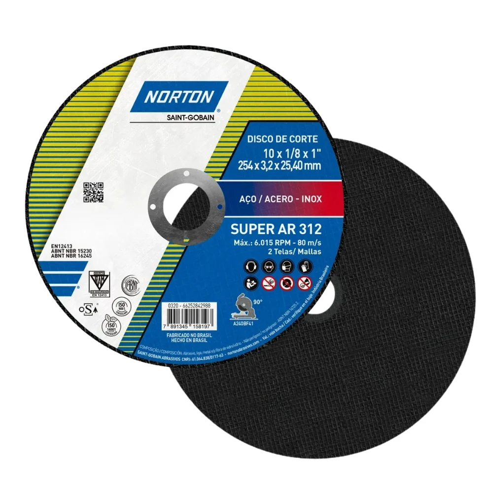 Disco de Corte Super para Metal 10X1/8X1" Norton AR312