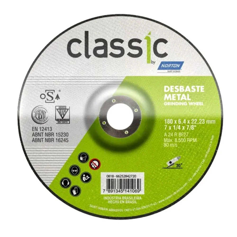 Disco de Desbaste Classic Para Metal 7X1/4X7/8" Norton BDA600