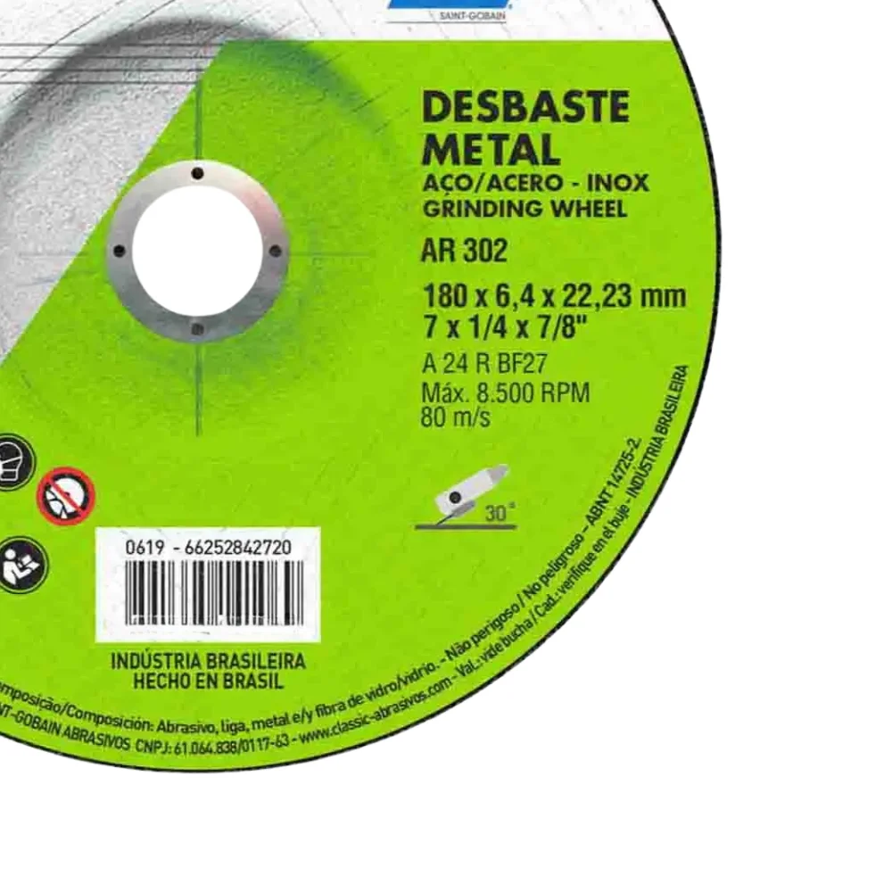 Disco de Desbaste Classic Para Metal 7X1/4X7/8" Norton BDA600