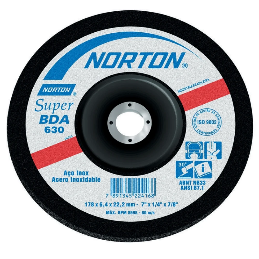 Disco de Desbaste Super para Inox 7X1/4X7/8" Norton BDA630