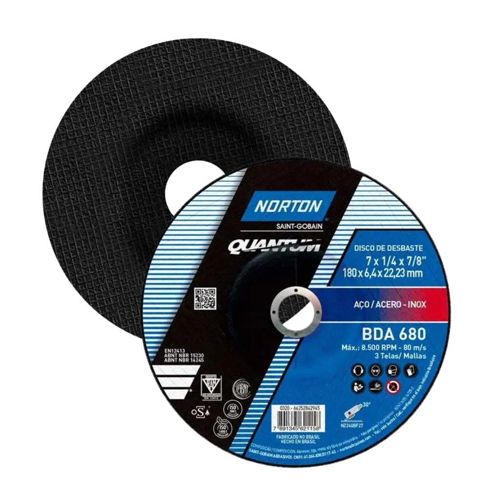 Disco de Desbaste Quantum Industrial para Metal 7X1/4X7/8" Norton BDA680