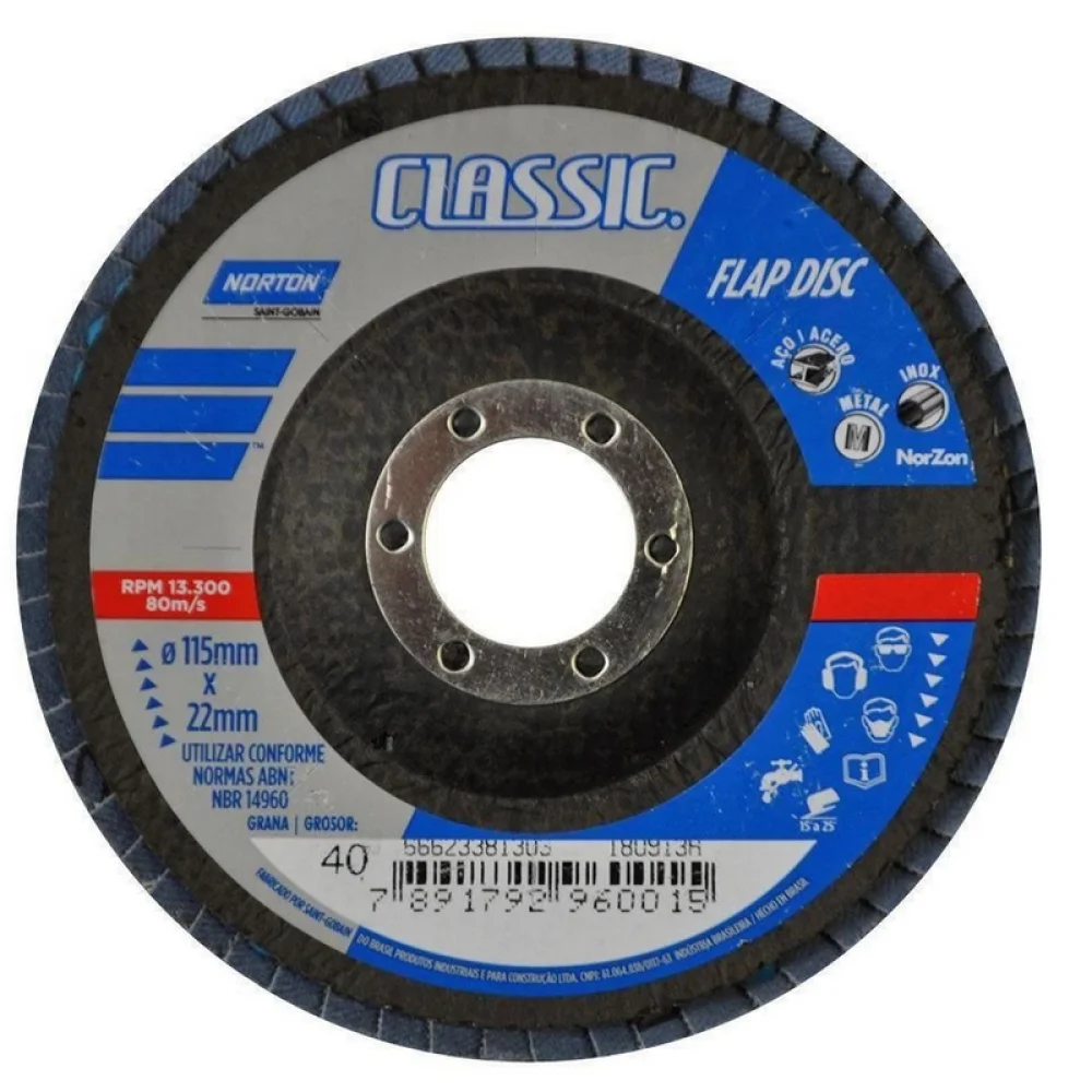 Disco de Lixa Flap Disc Curvo G40-4.1/2X7/8" Norton CLASSIC