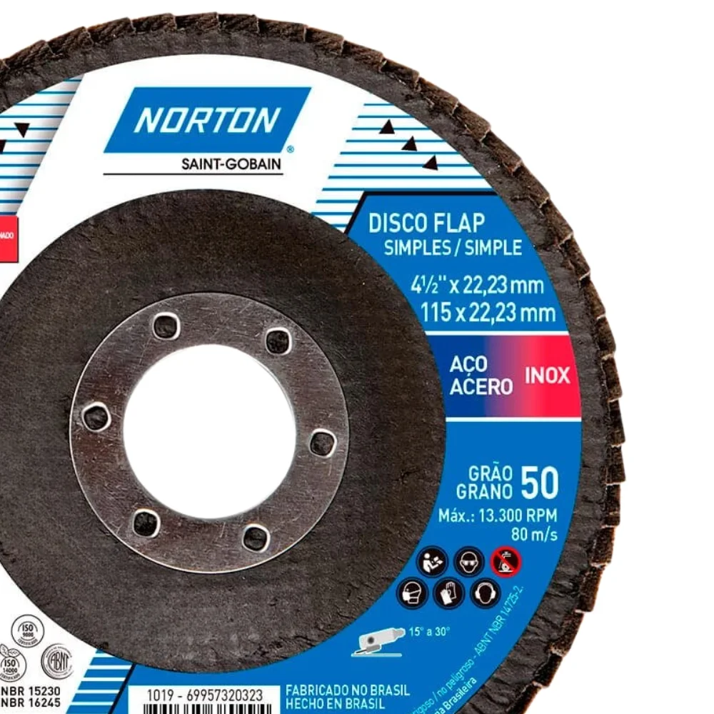 Disco de Lixa Flap Disc Curvo G50-4.1/2X7/8" Norton ORIGINAL