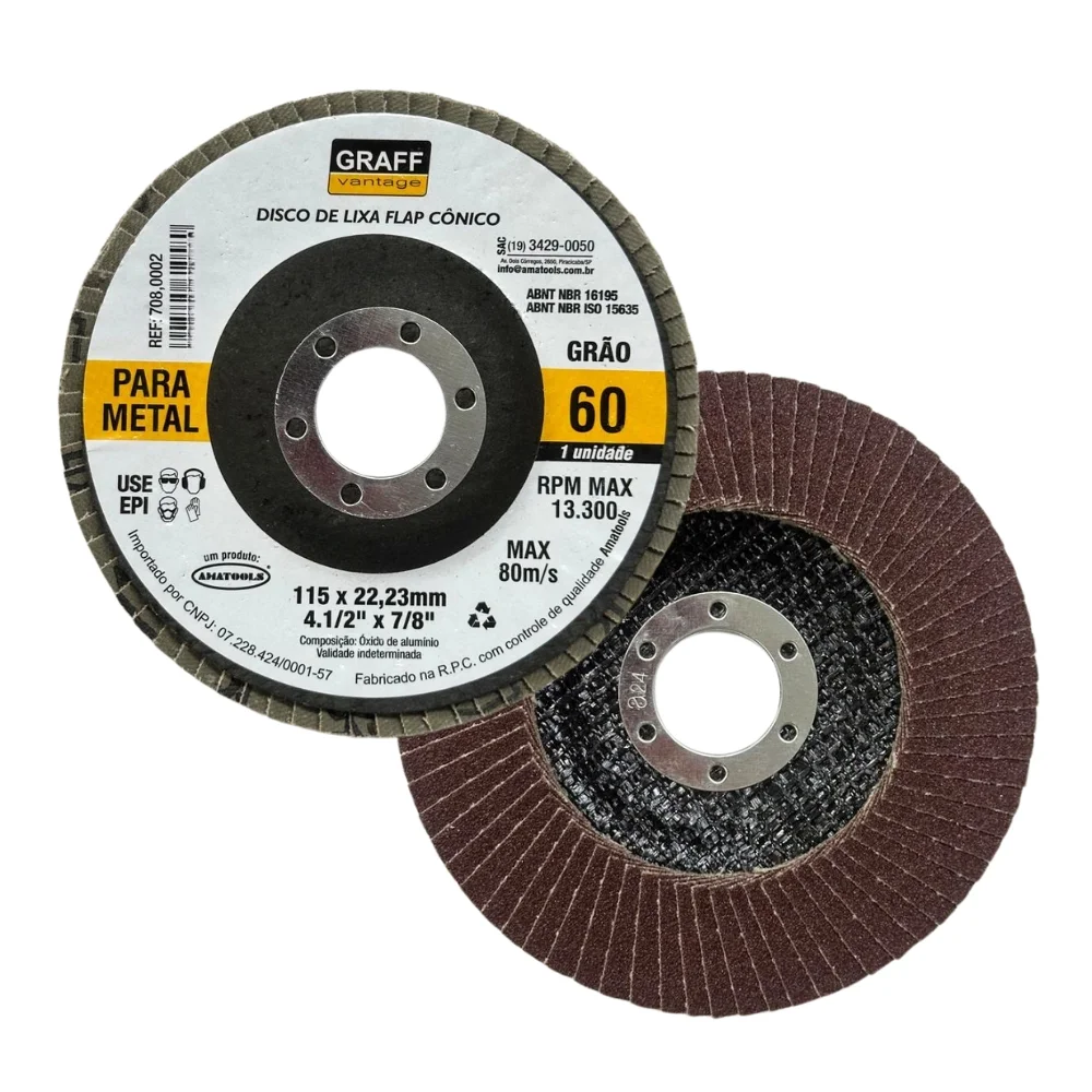 Disco de Lixa Flap Disc Curvo G60-4.1/2X7/8" Graff 7080002