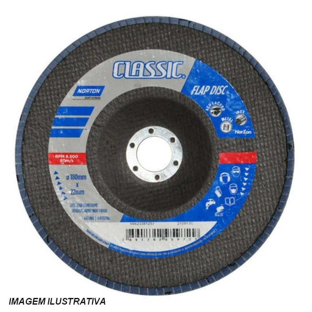 Disco de Lixa Flap Disc Curvo Grao 40 7X7/8" Norton ORIGINAL