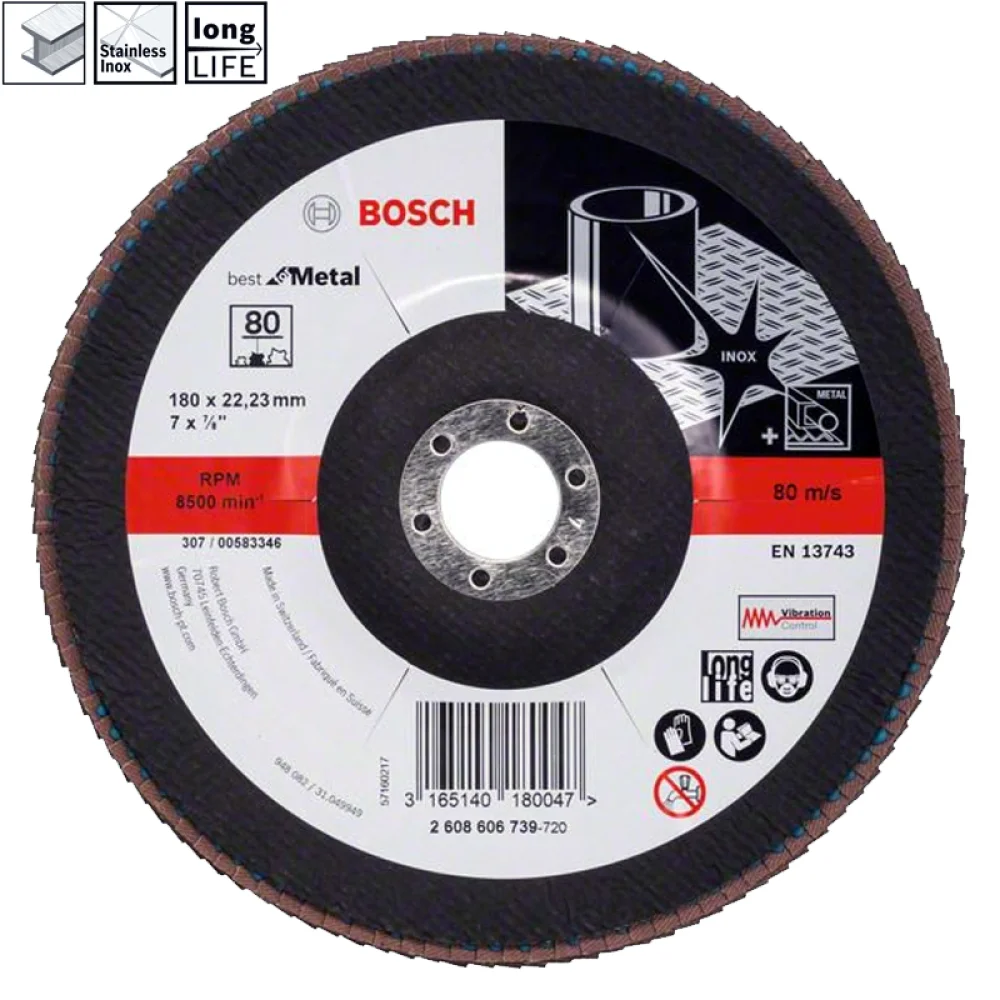 Disco de Lixa Flap Disc Curvo G80-7X7/8" Bosch 2608606739