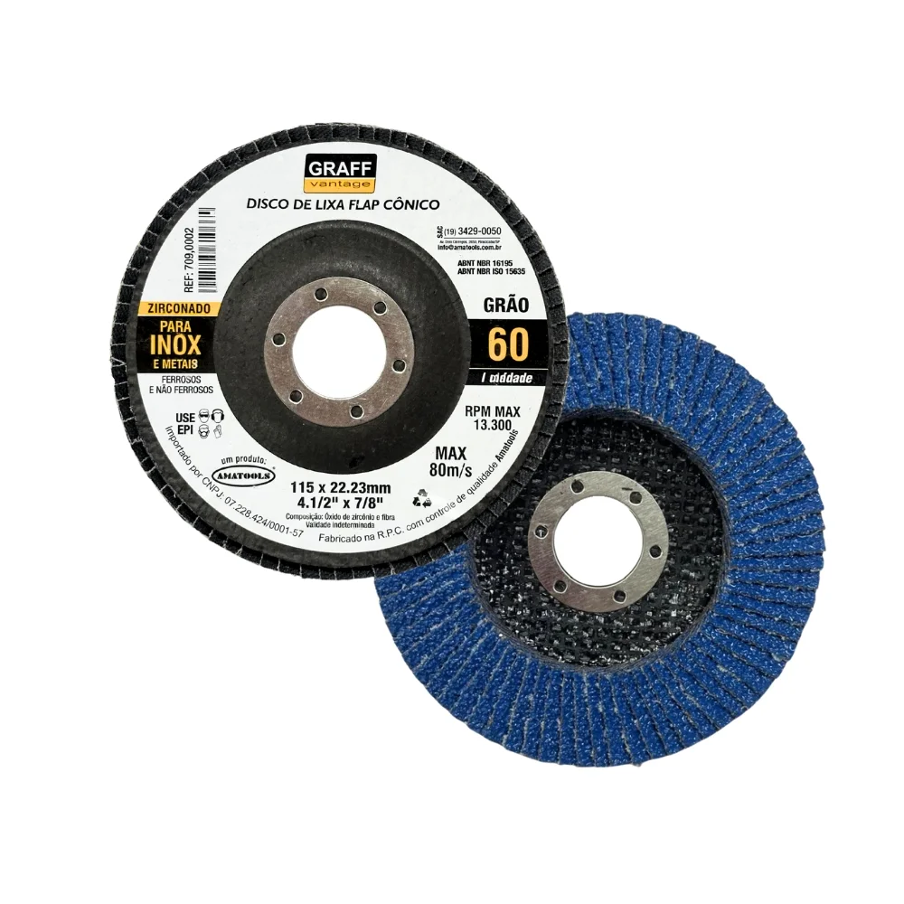 Disco de Lixa Flap Disc Curvo Zirconado G60-4.1/2X7/8" Graff 7090002