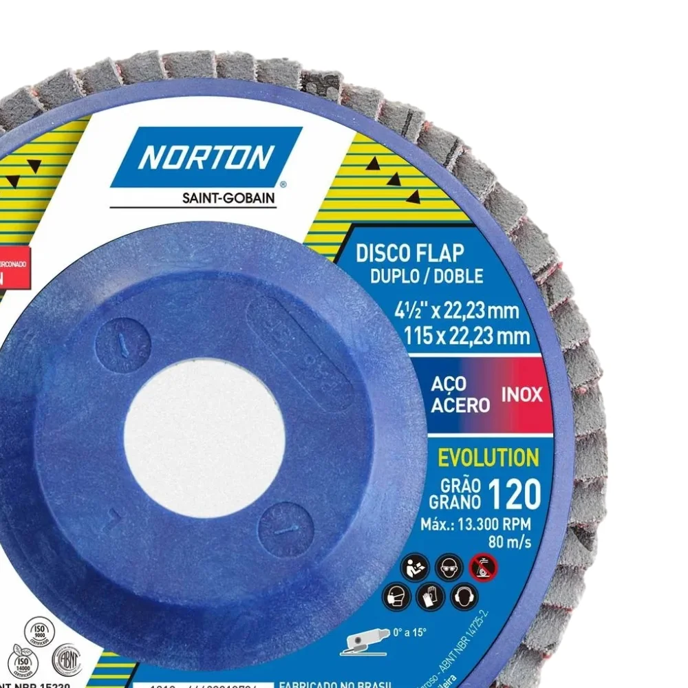 Disco de Lixa Flap Disc Evolution G120-4.1/2X7/8" Norton R822