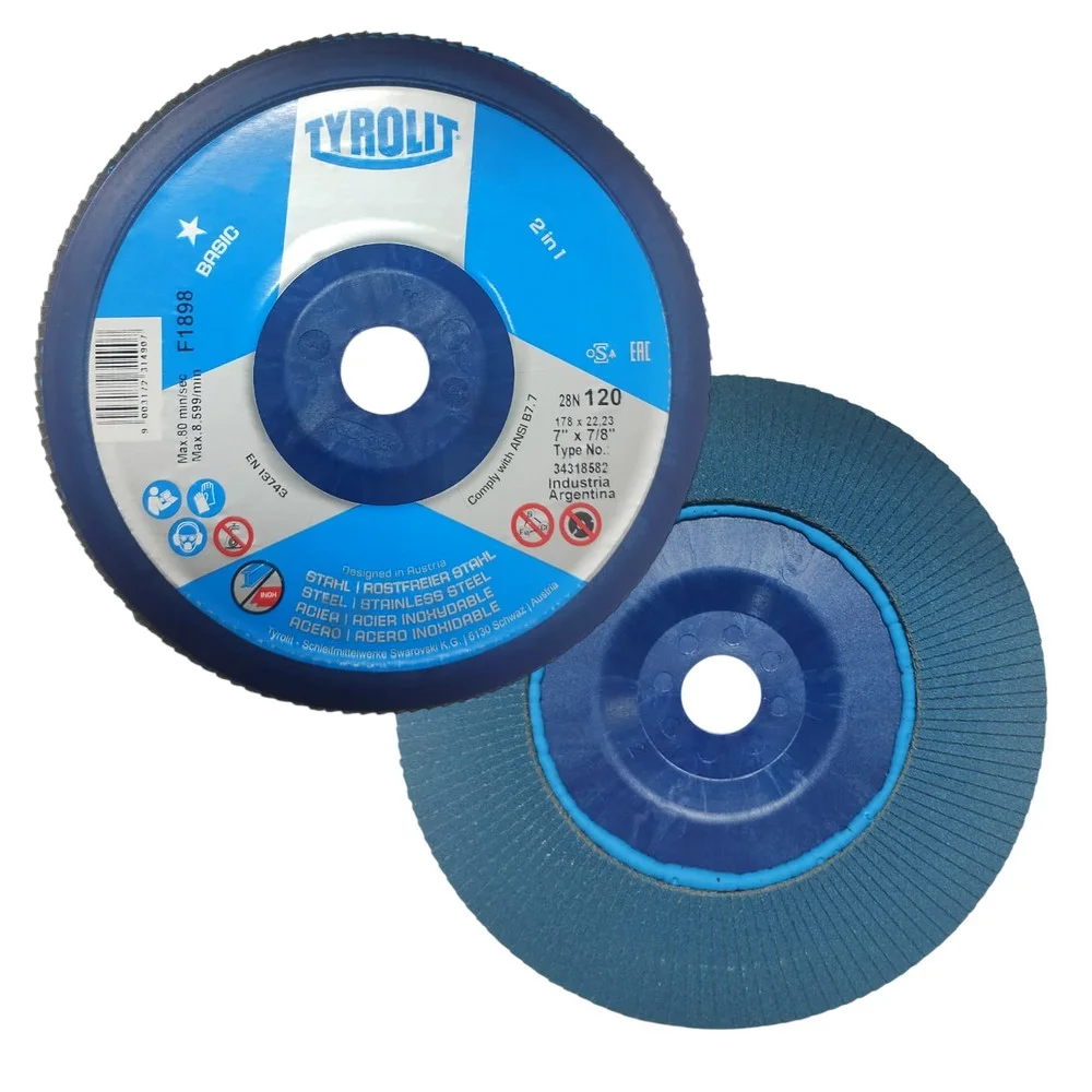 Disco de Lixa Flap Disc Grao 120 Basic Zirconado 7X7/8" Tyrolit ZA120Q-B