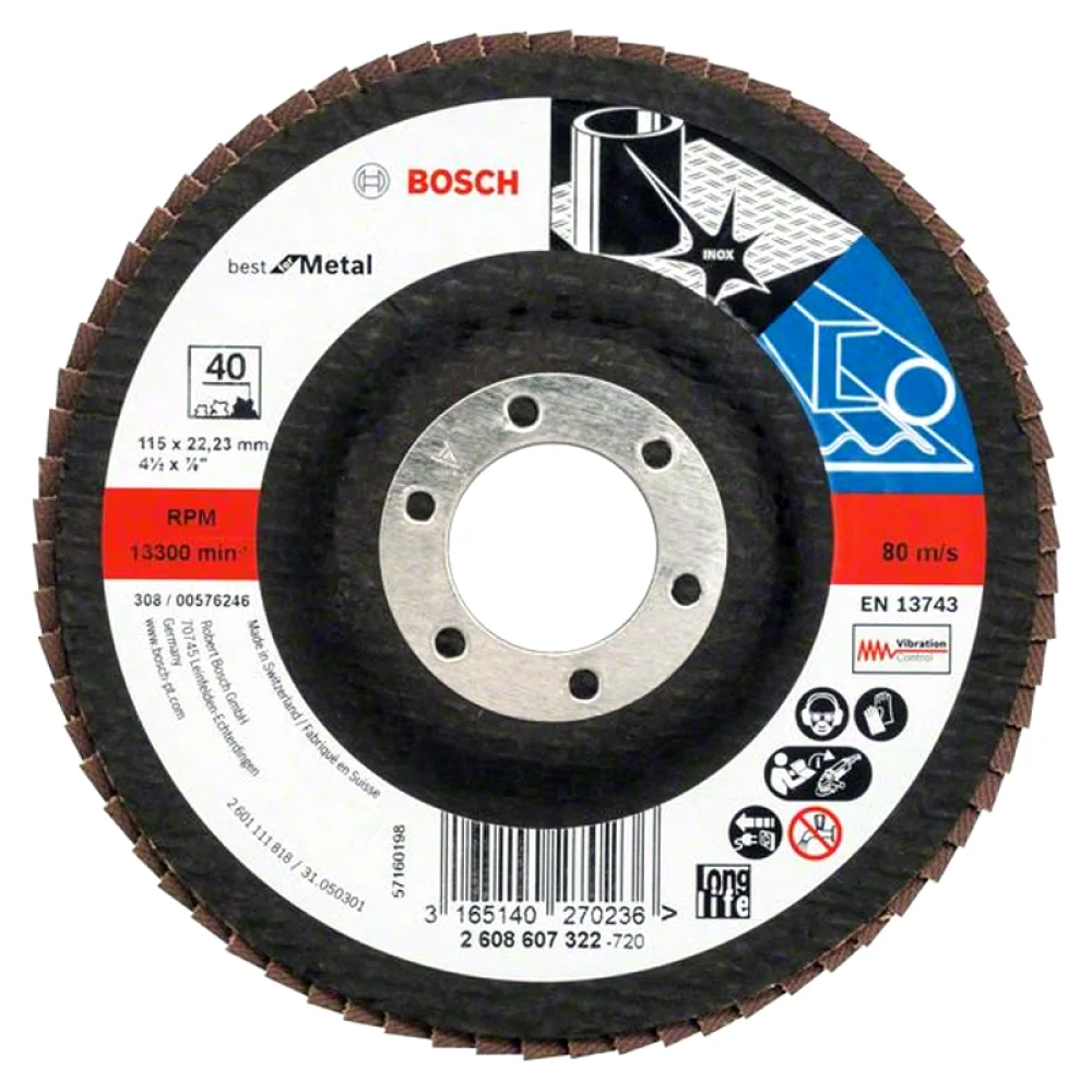 Disco de Lixa Flap Disc G40-4.1/2X7/8" Bosch 2608607322