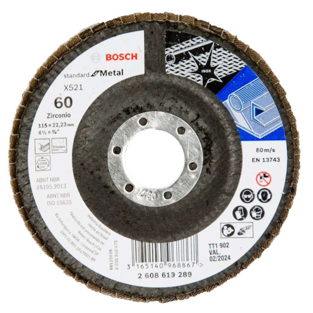 Disco de Lixa Flap Disc G60-4.1/2X7/8" Bosch 2608619907