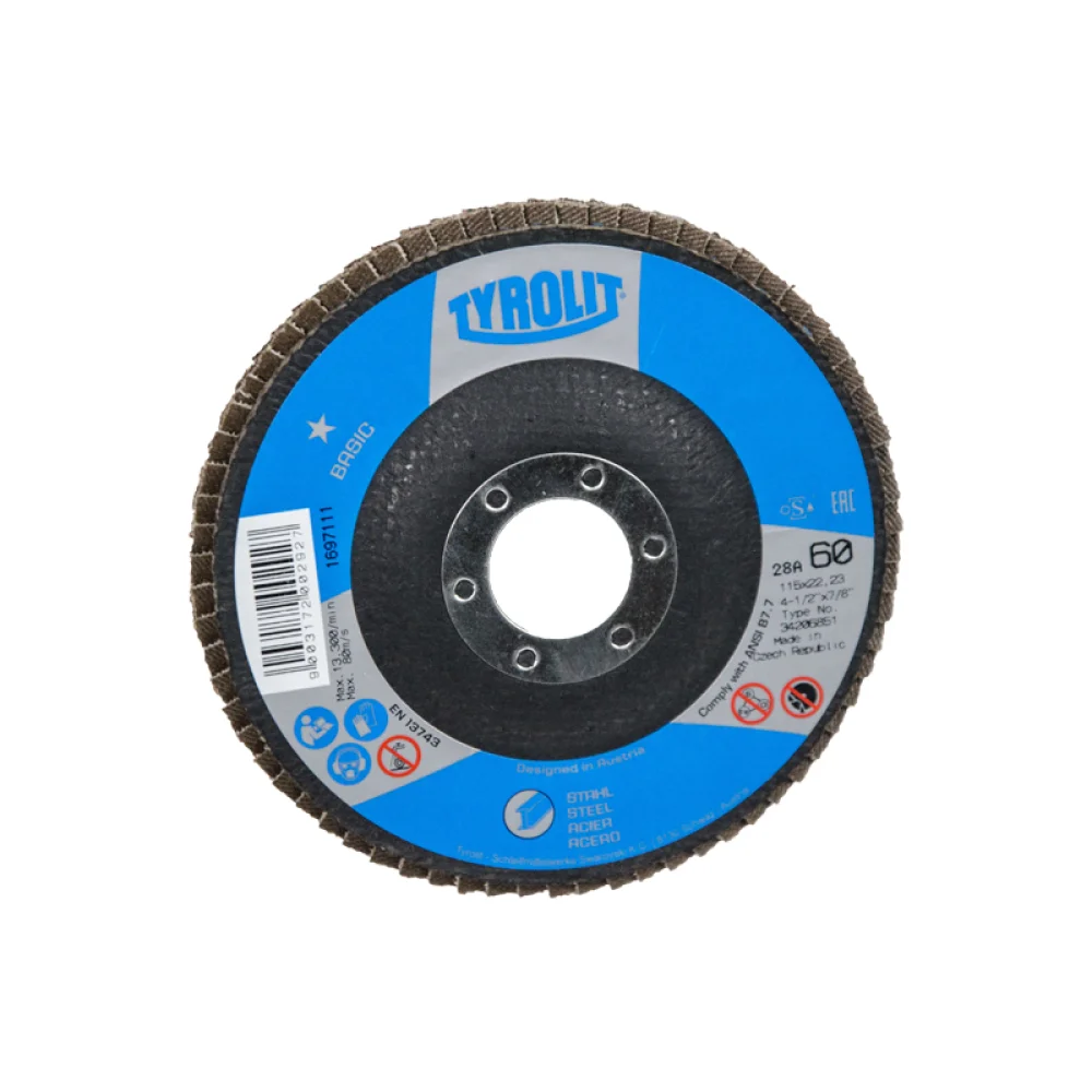 Disco de Lixa Flap Disc Basic G60-4.1/2X7/8" Tyrolit A60S-B