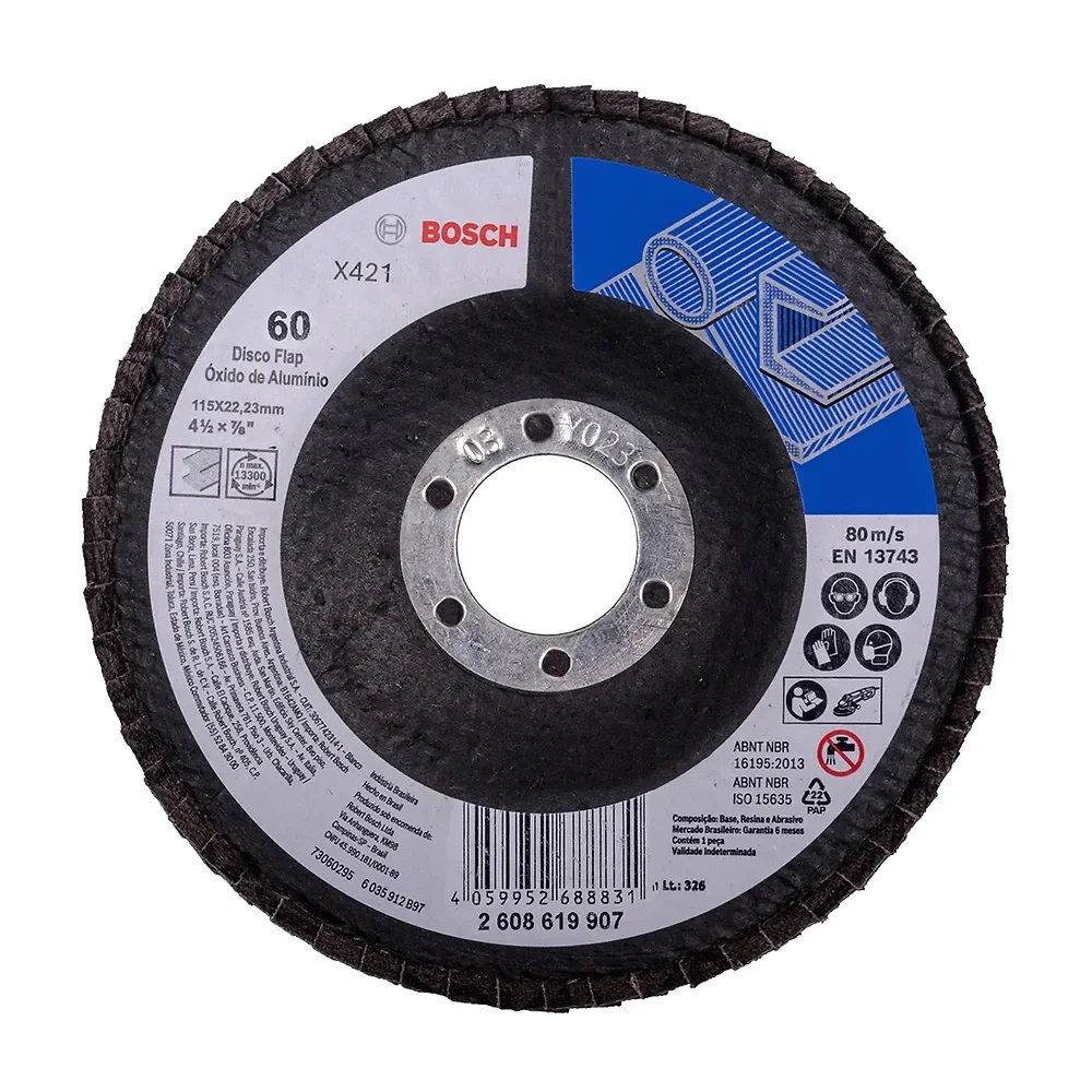 Disco de Lixa Flap Disc X421 G60-4.1/2X7/8" Bosch 2608619907