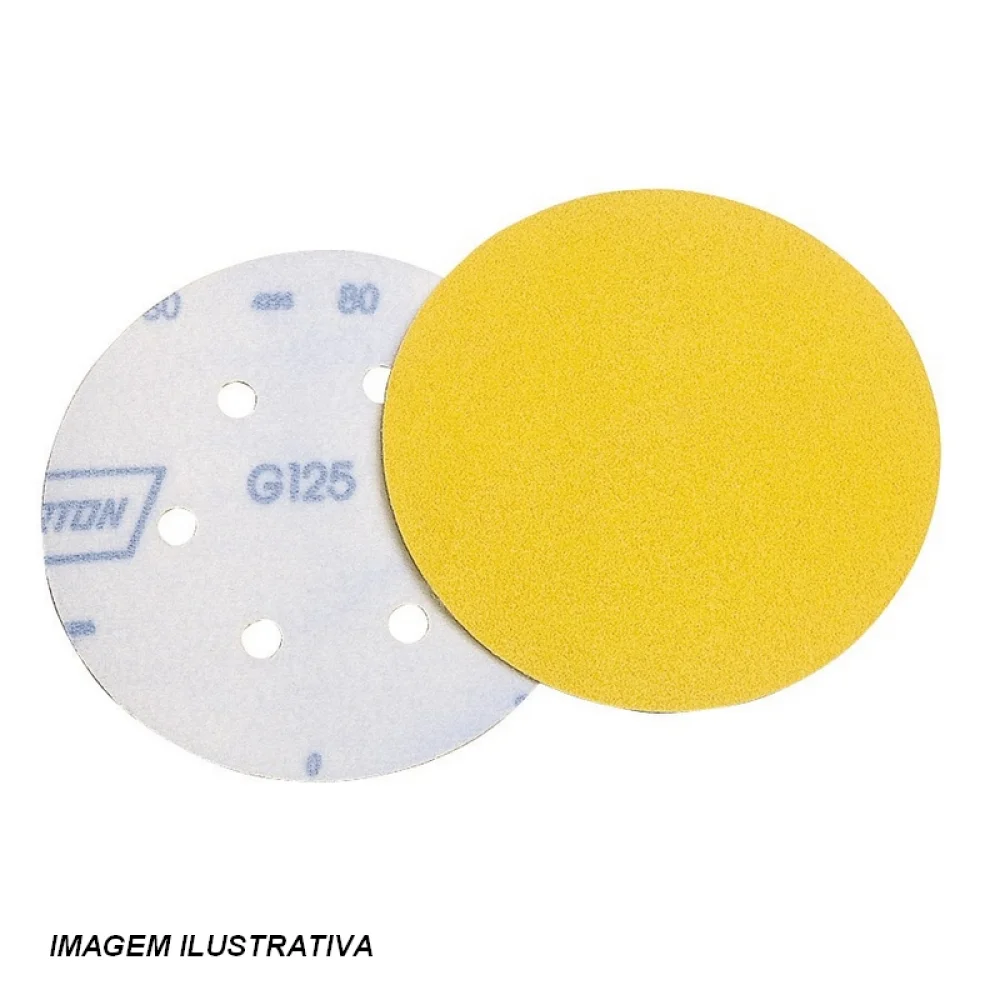 Disco de Lixa Velcro Ferro/Madeira Com Furo GRAO 40-6" Norton G125