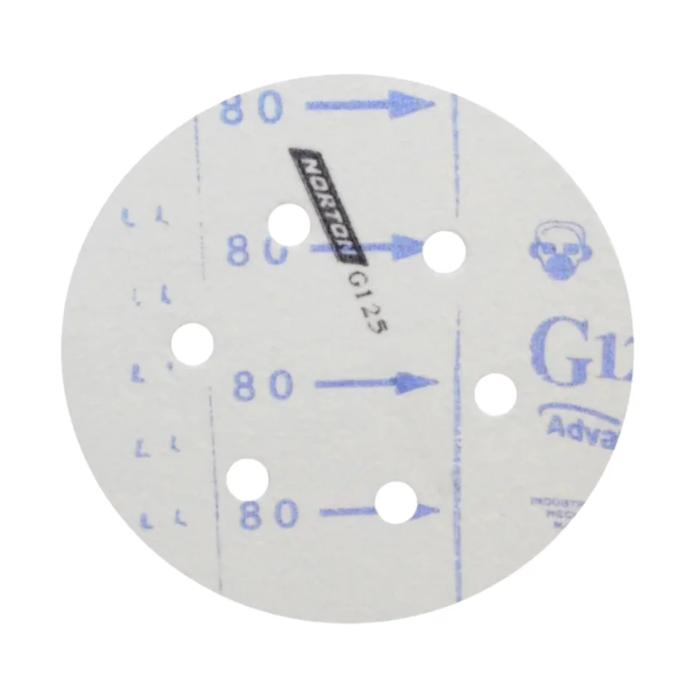 Disco de Lixa Velcro Ferro/Madeira Com Furo GRAO 80-6" Norton G125