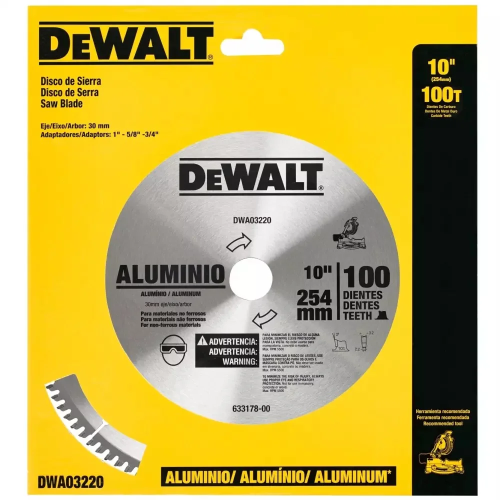 Disco de Serra Circular para Aluminio 254X30MMX100D Dewalt DWA03220