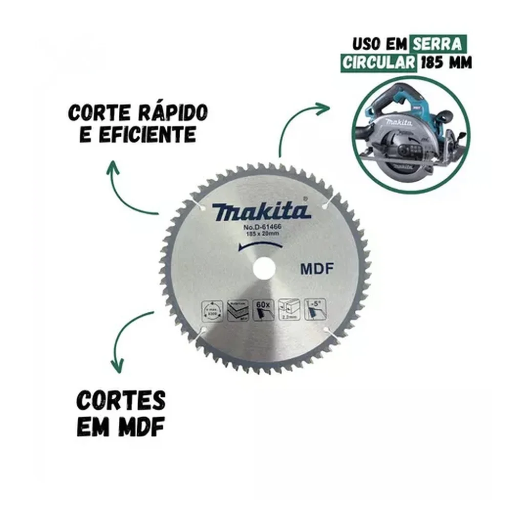 Disco de Serra Circular Widia Para MDF 185X20X60D Makita D-61466