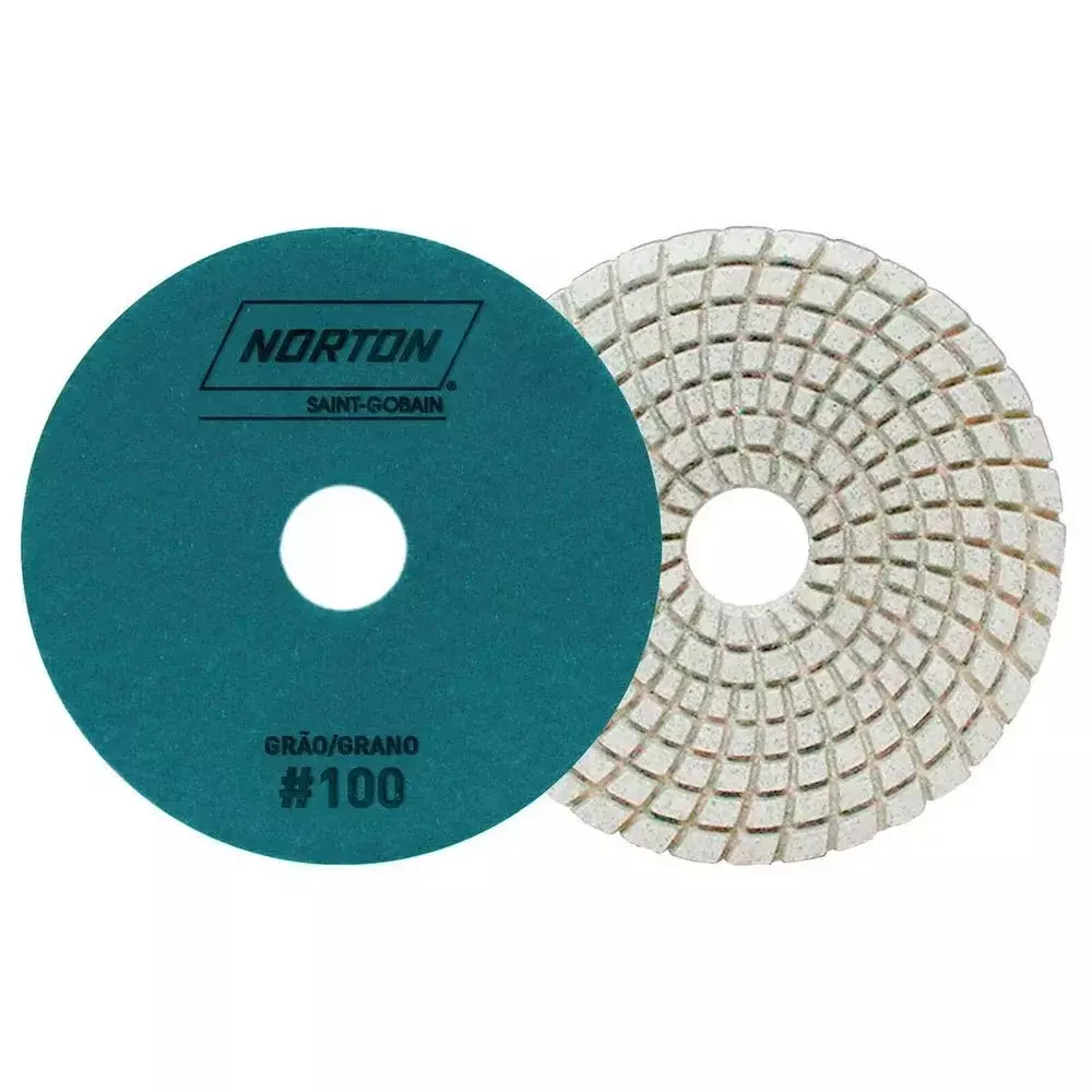 Disco Diamantado Flexivel Brilho Dagua Azul para Polimento de Granito Marmore e Outros G100-100MM Norton 70184607720