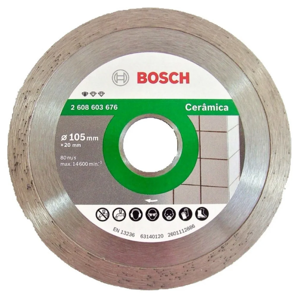 Disco Diamantado Liso Standard Para Ceramica Corte a Seco e Umido 4"-105MM Bosch 2608603676