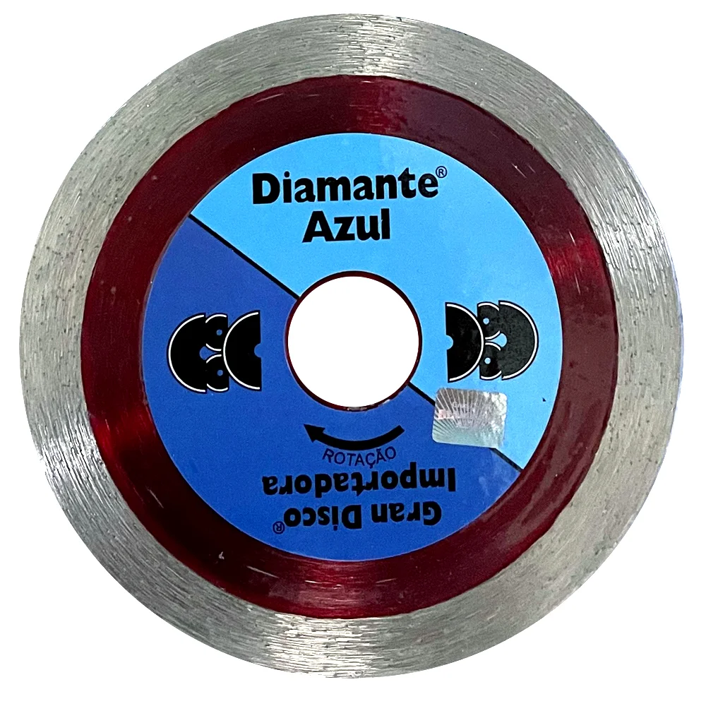 Disco Diamantado Liso Extra Fino Para Porcelanato Corte a Seco e Umido 4.3/8"-110MM Diamante Azul