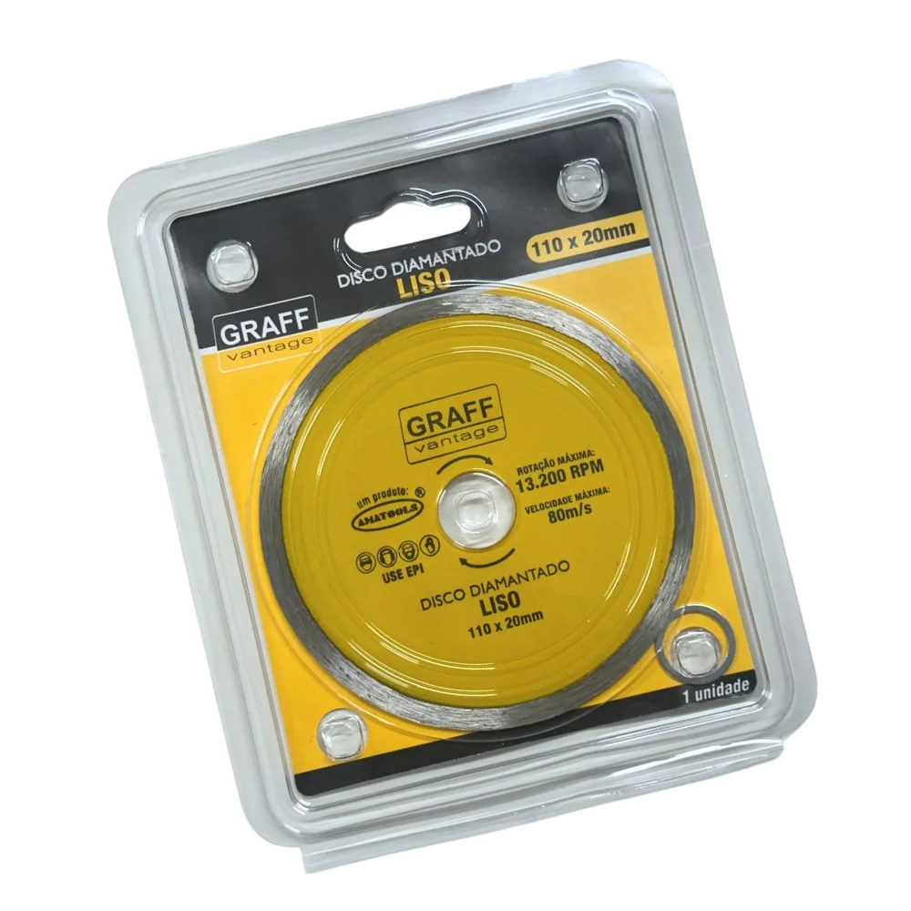 Disco Diamantado Liso Para Ceramica Corte Umido 4.3/8"-110MM Graff 6850003