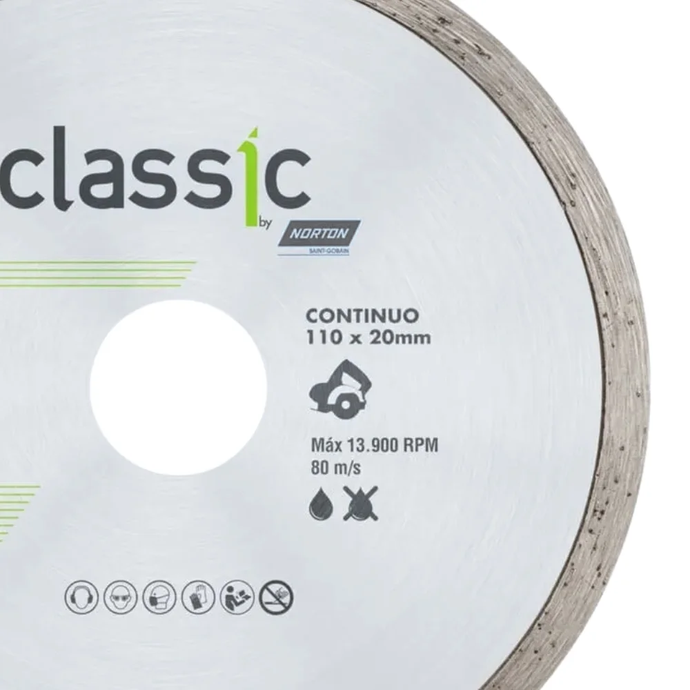 Disco Diamantado Liso Para Ceramica e Porcelanato Corte a Seco e Umido 4.3/8"-110MM Norton CLASSIC