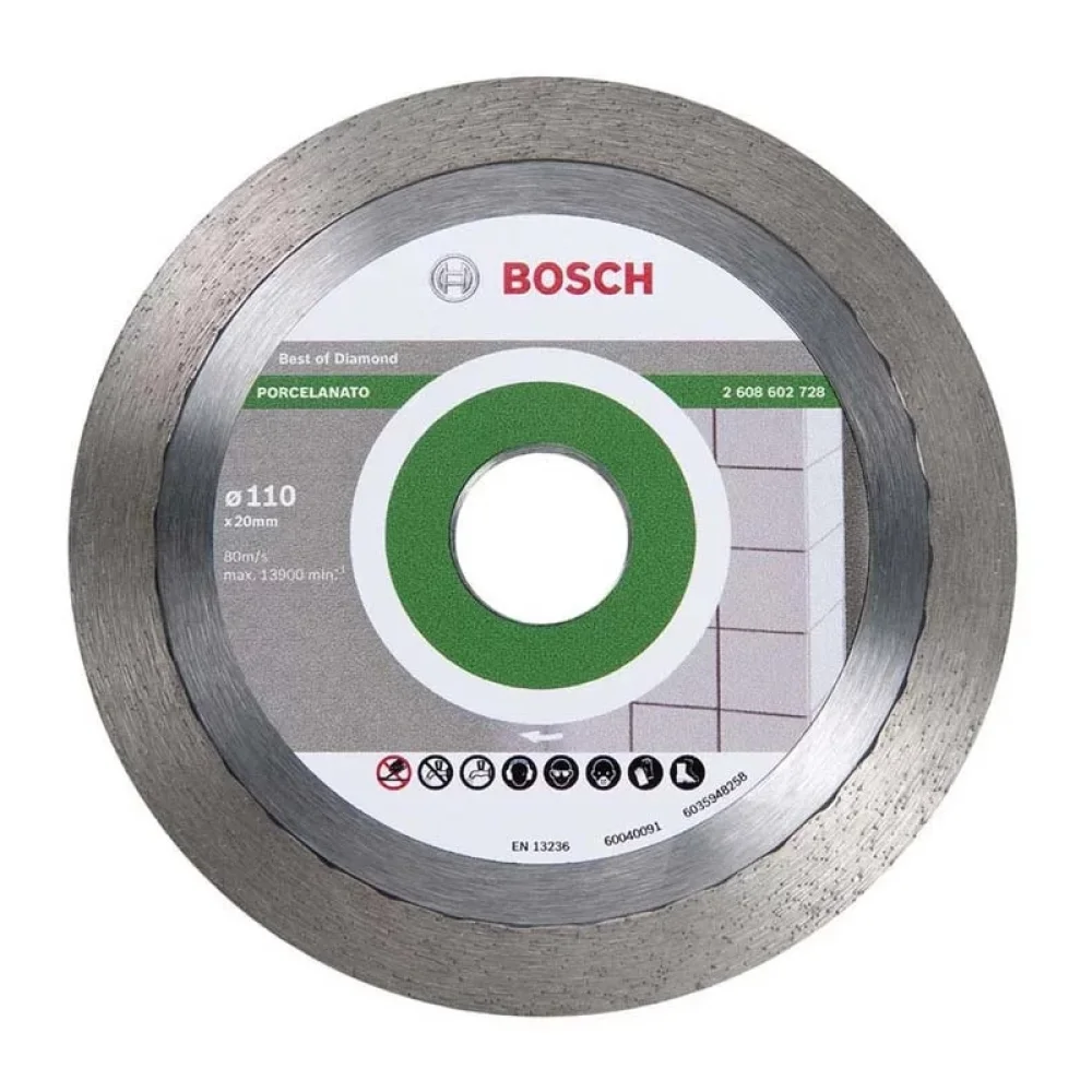 Disco Diamantado Liso Para Porcelanato Corte a Seco e Umido 4.3/8"-110MM Bosch 2608602728