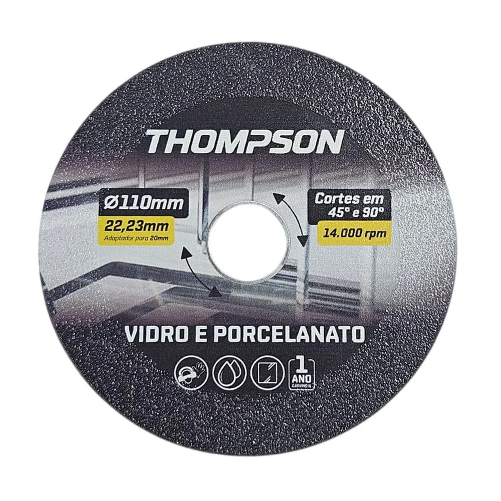Disco Diamantado Liso Para Porcelanato e Vidro 4.3/8"-110MM Thompson 1946
