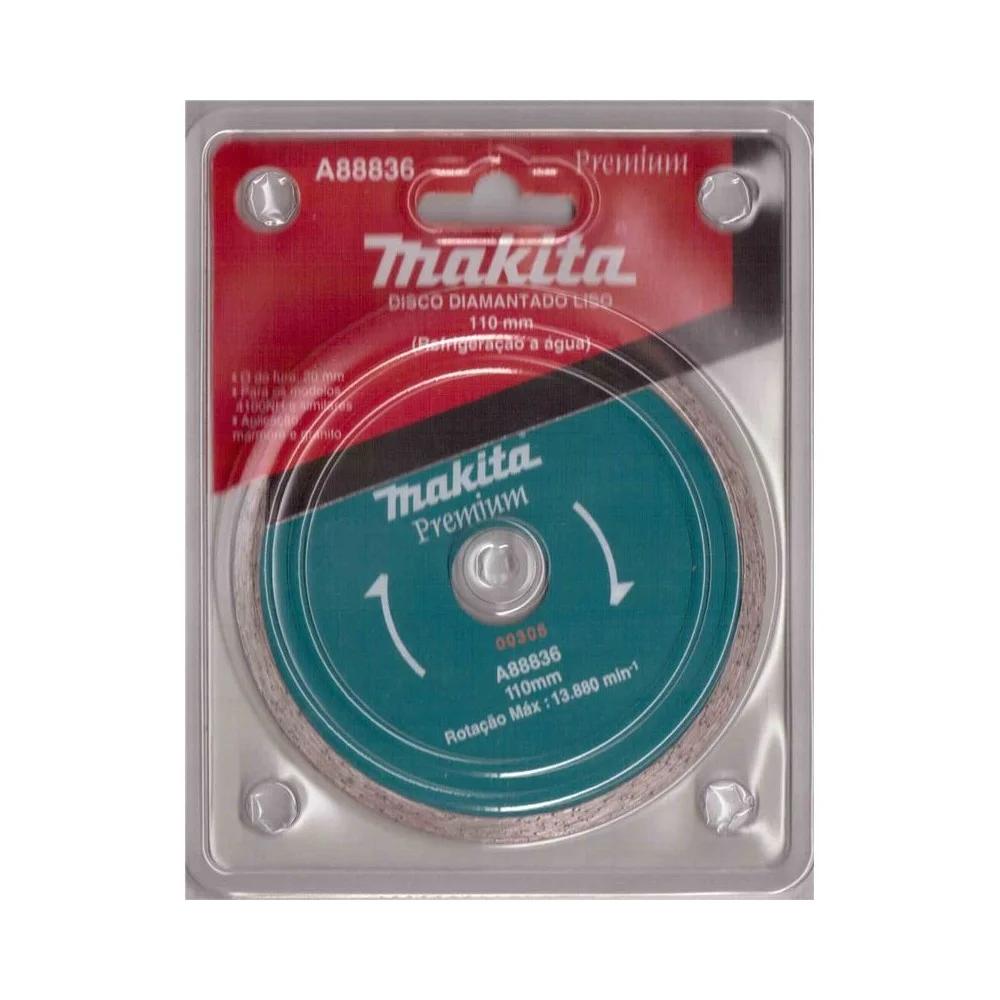 Disco Diamantado Liso Premium Para Marmore e Granito Corte Umido 4.3/8"-110MM Makita A-88836