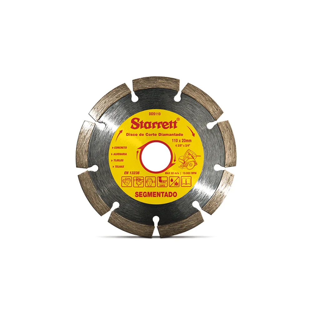 Disco Diamantado Segmentado Para Concreto Corte a Seco 4.3/8"-110MM Starrett DDS110