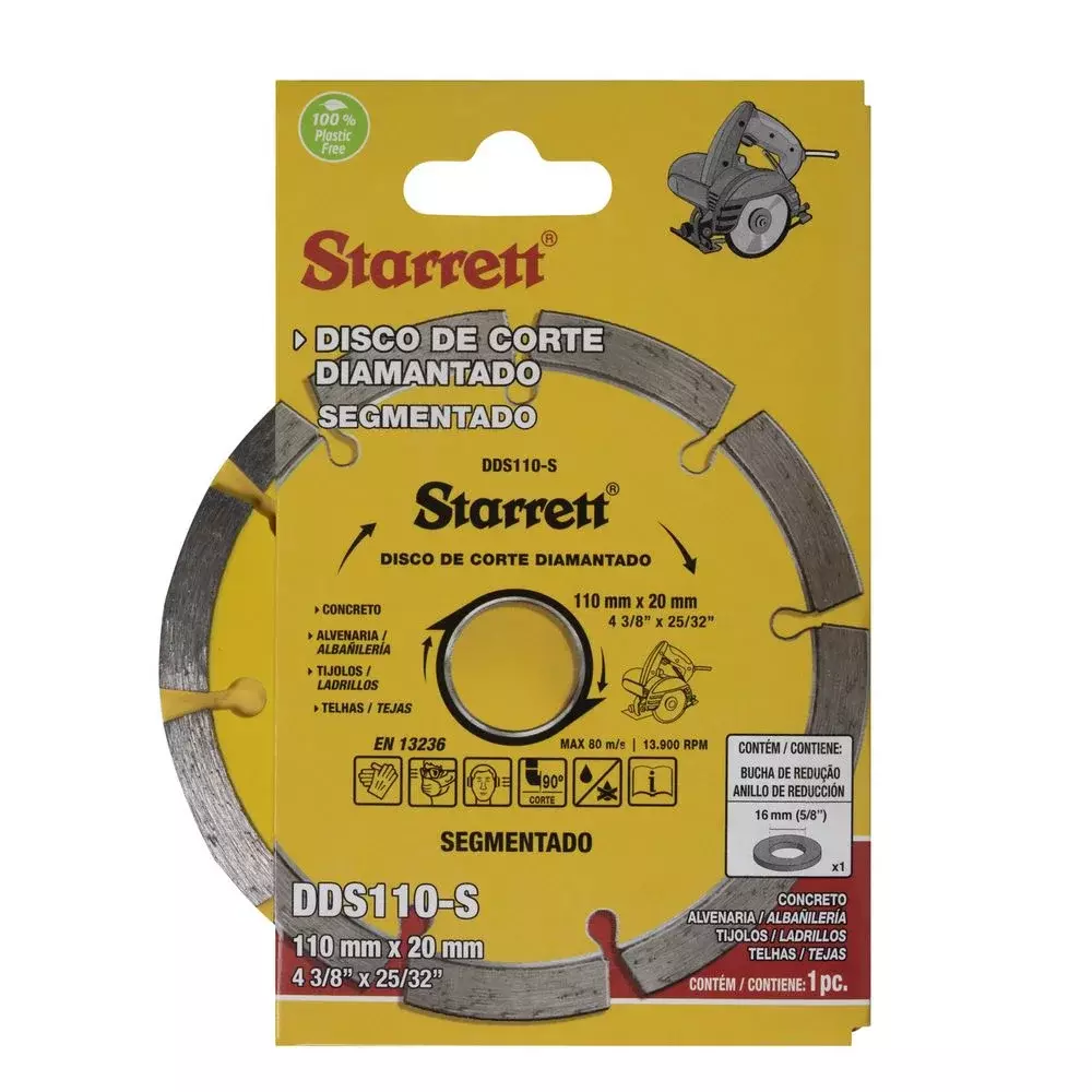 Disco Diamantado Segmentado Corte a Seco e Refrigerado 4.3/8"-110MM Starrett DDS110-S