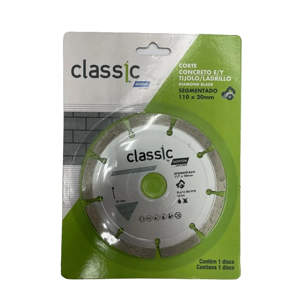 Disco Diamantado Segmentado Para Concreto Corte a Seco 4.3/8"-110MM Norton CLASSIC