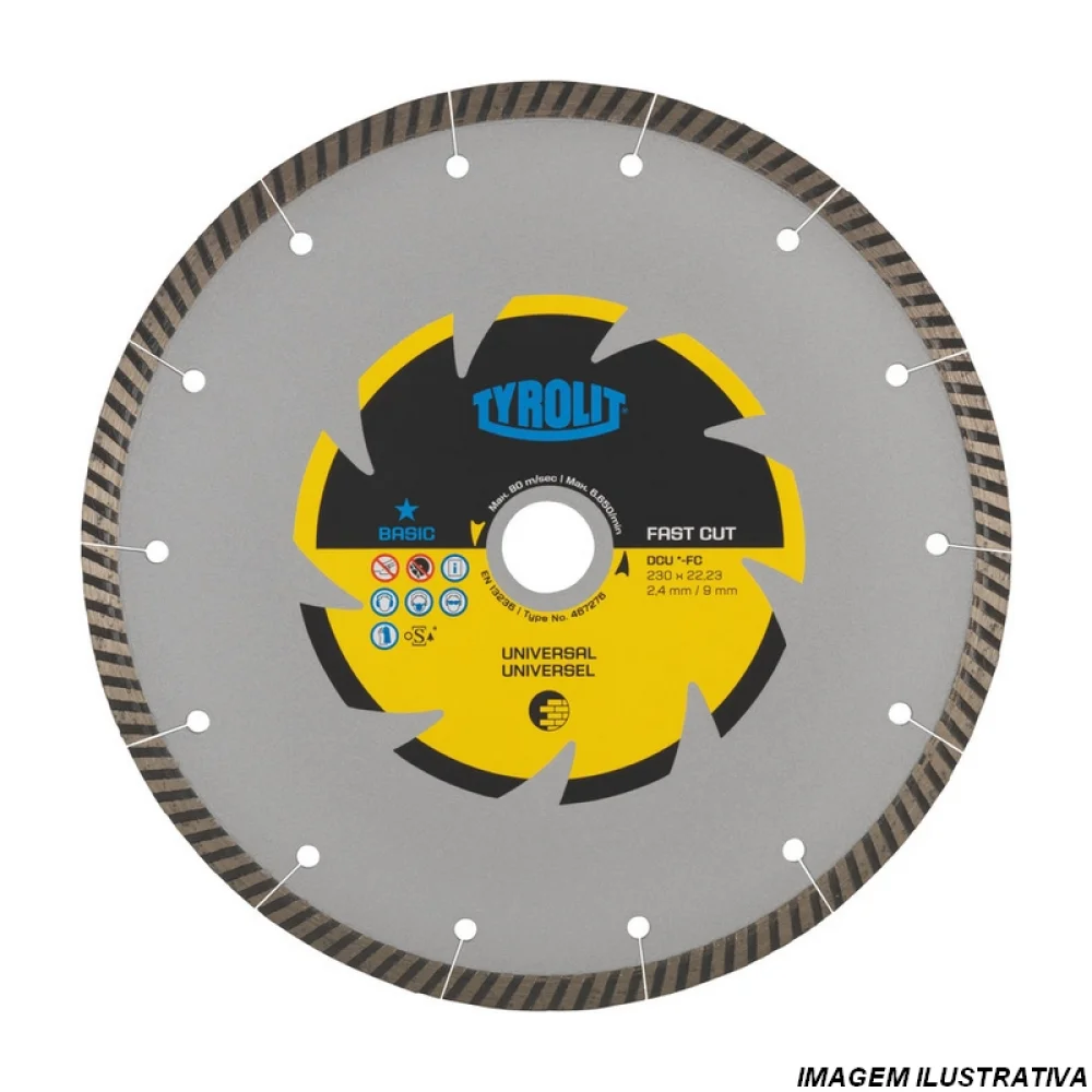 Disco Diamantado Turbo Basic Para Concreto e Ceramica Corte a Seco e Umido 7"-180MM Tyrolit 467273