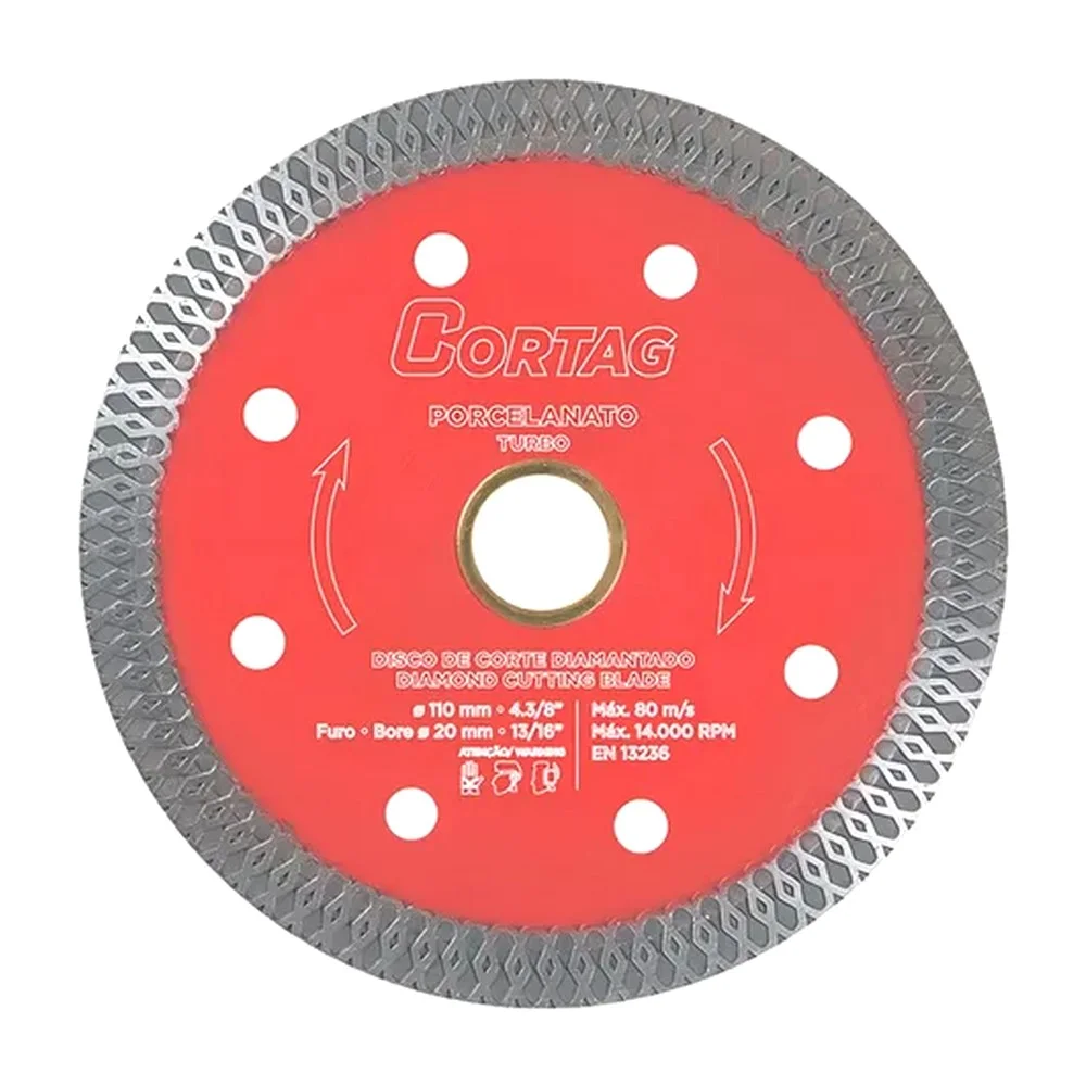 Disco Diamantado Turbo Best Quality Para Porcelanato e Ceramica Corte a Seco 4.3/8"-110MM Cortag 60659