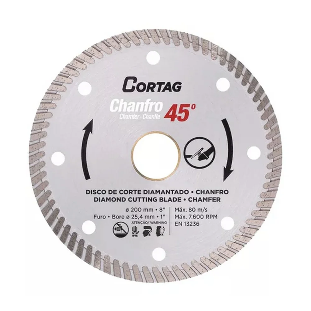 Disco Diamantado Turbo Chanfro 45 Para Cortadores Zapp G2 e Zapp FIT Corte Umido 8"-200MM Cortag 61681