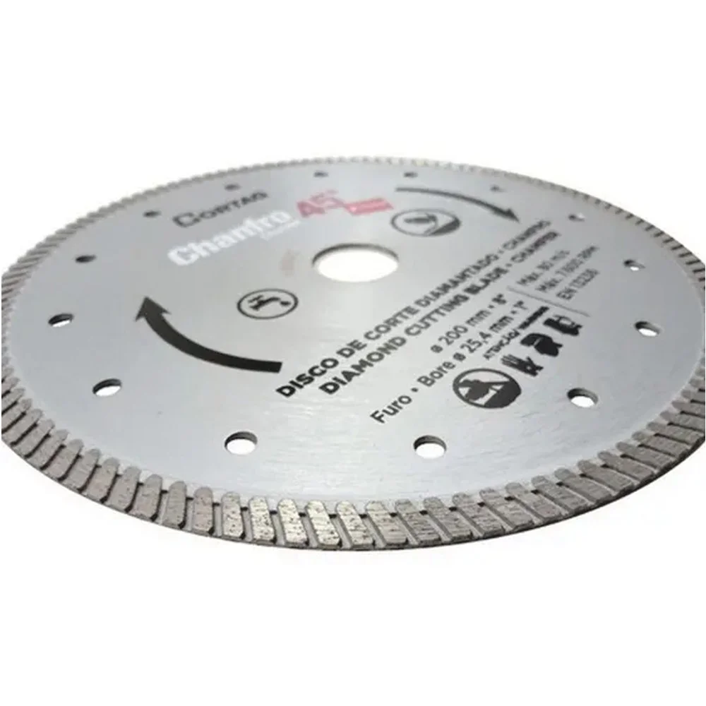 Disco Diamantado Turbo Chanfro 45 Para Cortadores Zapp G2 e Zapp FIT Corte Umido 8"-200MM Cortag 61681