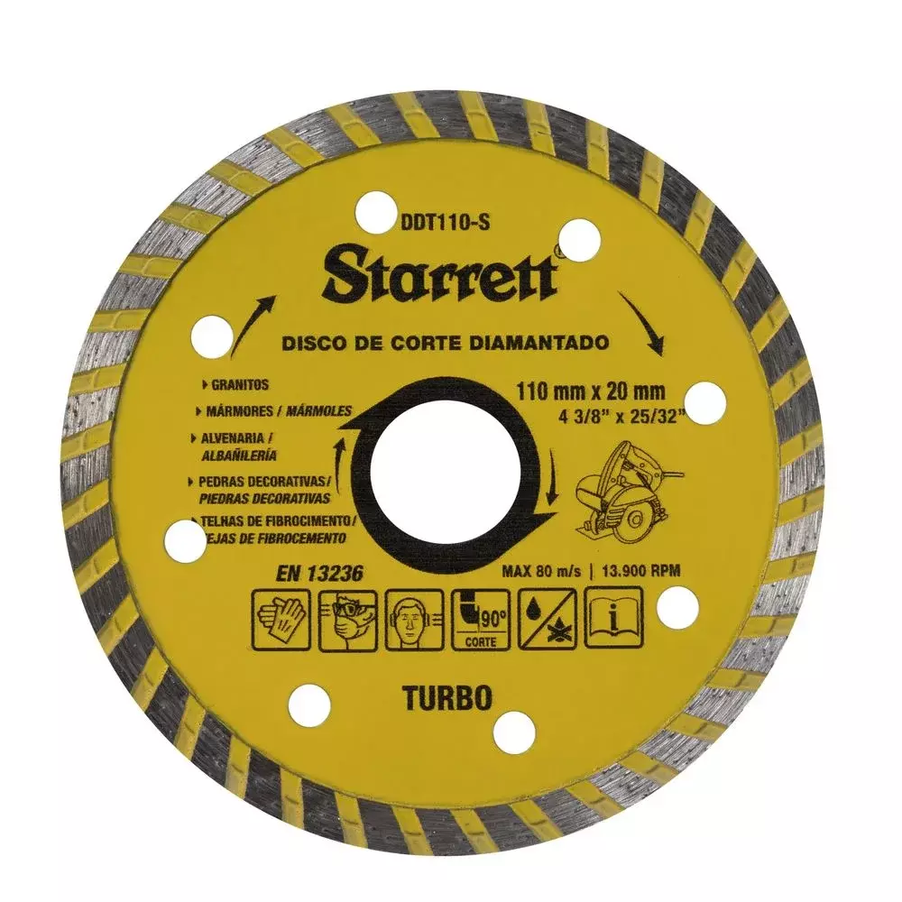 Disco Diamantado Turbo Corte Seco e Umido 4.3/8"-110MM Starrett DDT110-S