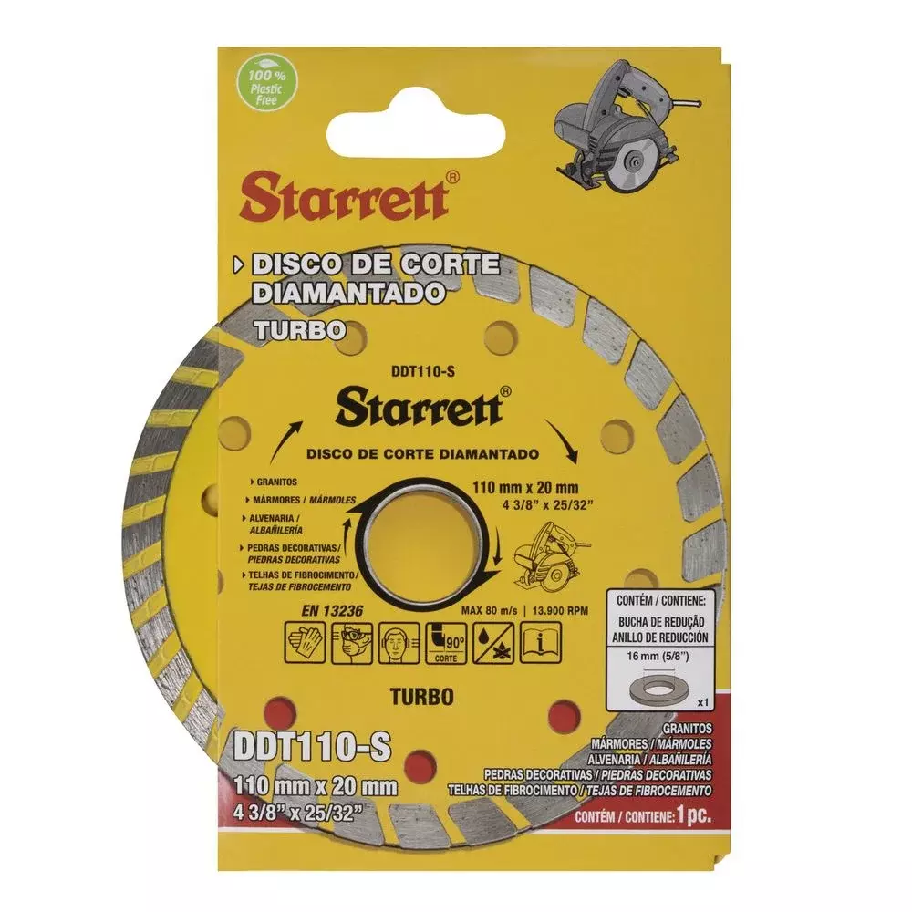 Disco Diamantado Turbo Corte Seco e Umido 4.3/8"-110MM Starrett DDT110-S