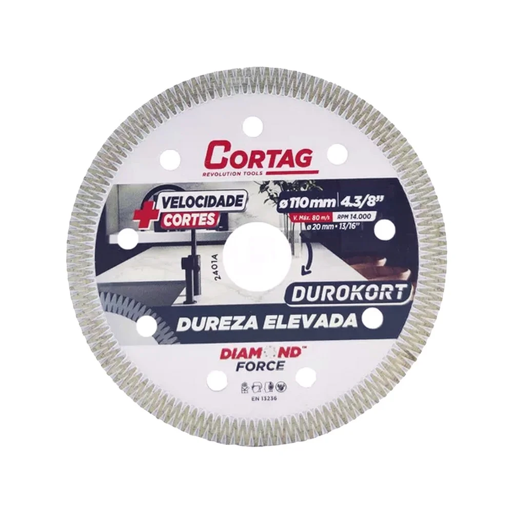 Disco Diamantado Turbo Durokort Para Marmore Granito Pedras Corte a Seco 4.3/8"-110MM Cortag 60668