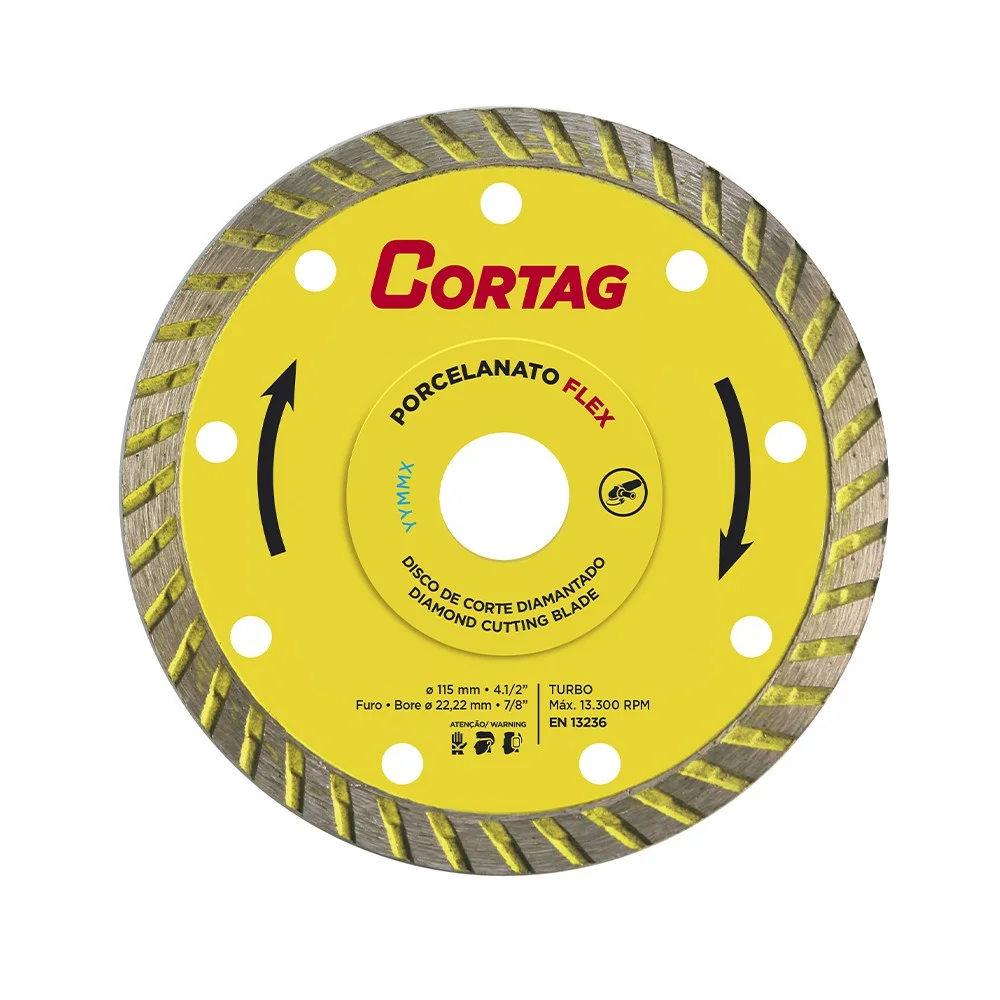Disco Diamantado Turbo Flex Para Porcelanato e Ceramica Corte a Seco 4.1/2"-115MM Cortag 61577
