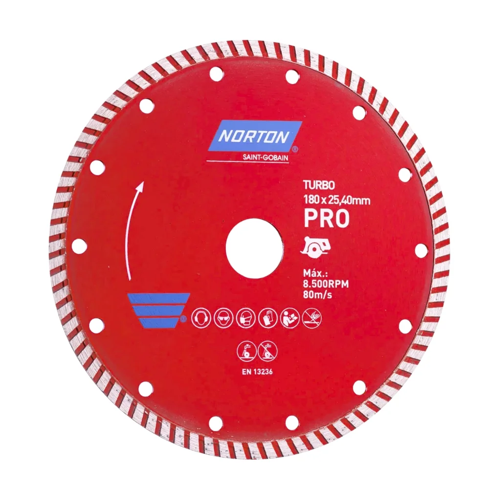 Disco Diamantado Turbo Para Marmore e Granito Core Umido 7"-180MM Norton PRO